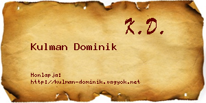 Kulman Dominik névjegykártya